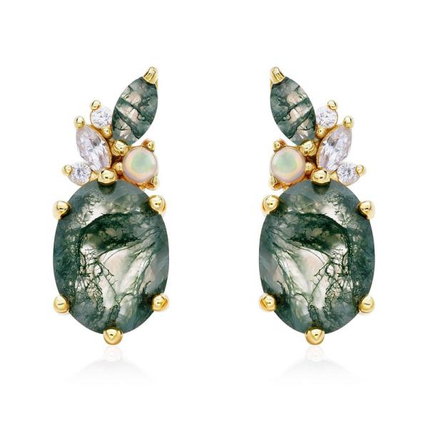 Mixed Stone Gold Stud Earrings