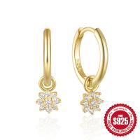 Gold Floral Cubic Zirconia Huggie Earrings
