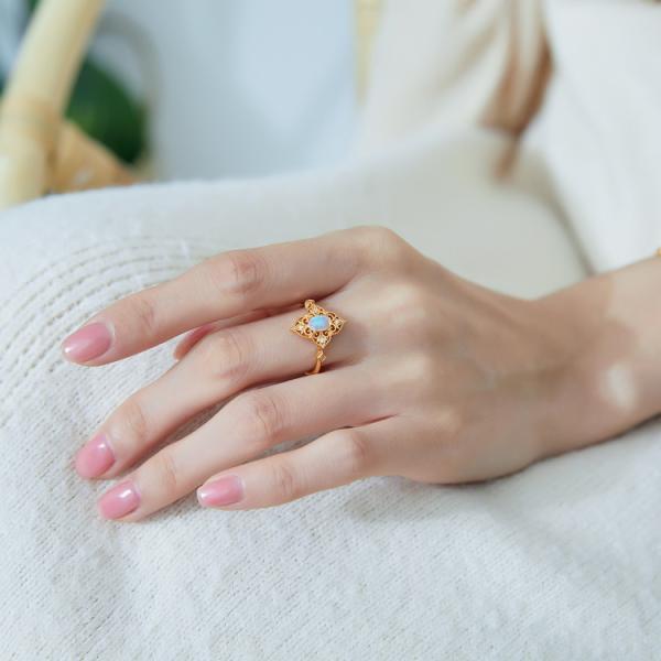 Gold Opal Floral Ring