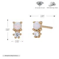 Opal and Zircon Gold Stud Earrings