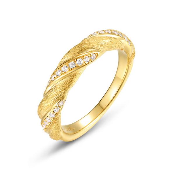 Gold-Tone Twist Pavé Band Ring