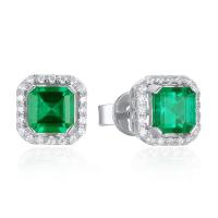 Sterling Silver Emerald Stud Earrings