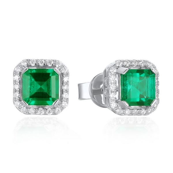 Sterling Silver Emerald Stud Earrings