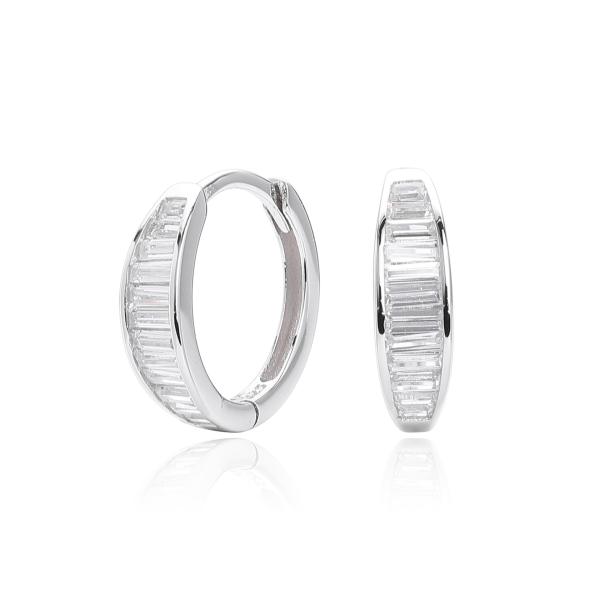 Silver Cubic Zirconia Huggie Earrings