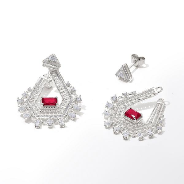 Sterling Silver Ruby Chandelier Earrings