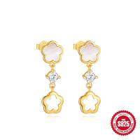 Gold-Tone Floral Dangle Earrings with Cubic Zirconia