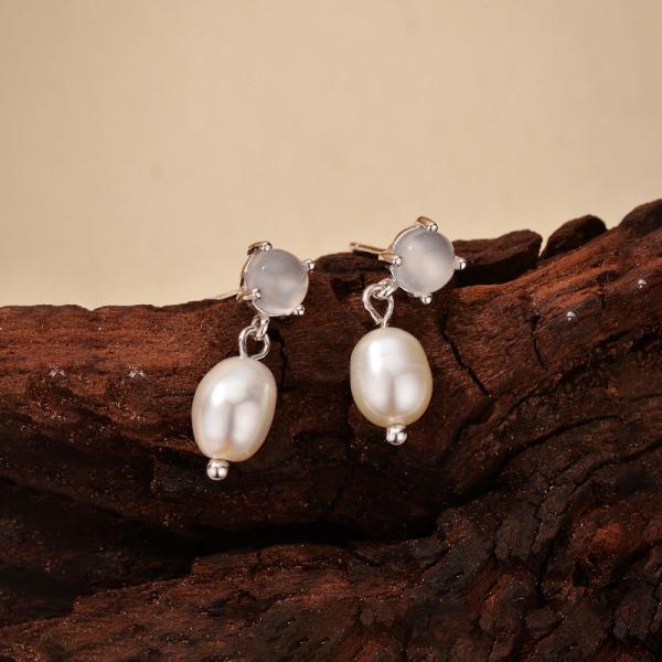 Silver Pearl Drop Earrings