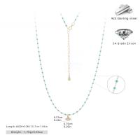 Gold Turquoise Beaded Lariat Necklace