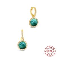 Gold-Plated Green Stone Huggie Earrings