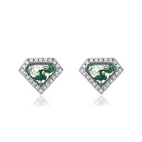 Green Stone Halo Stud Earrings
