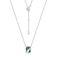 Green Stone Square Pendant Necklace