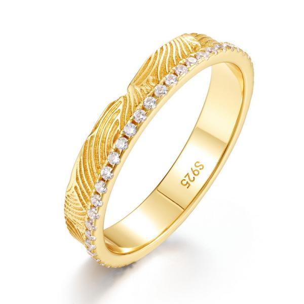 Gold-Tone Pavé Cubic Zirconia Band Ring