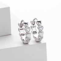 Silver Heart Huggie Earrings
