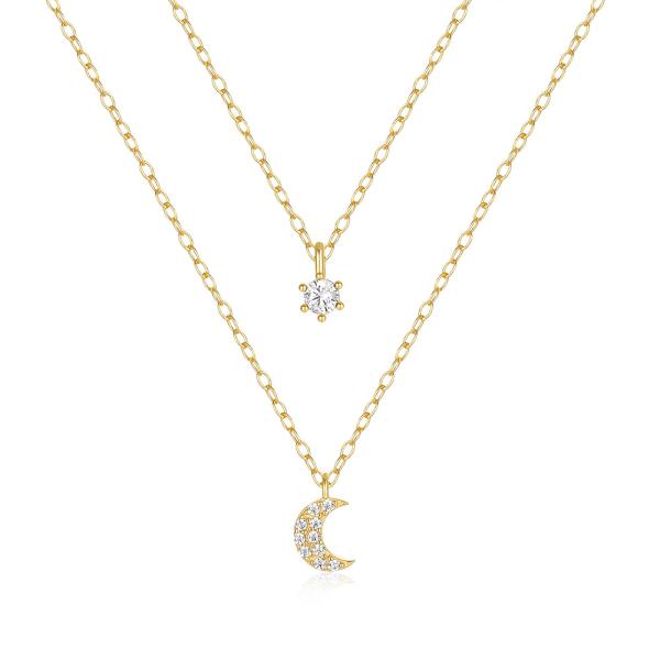 Gold-Tone Layered Moon Necklace
