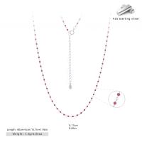 Red Beaded Silver Chain Necklace