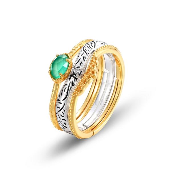 Emerald Two-Tone Stackable Ring