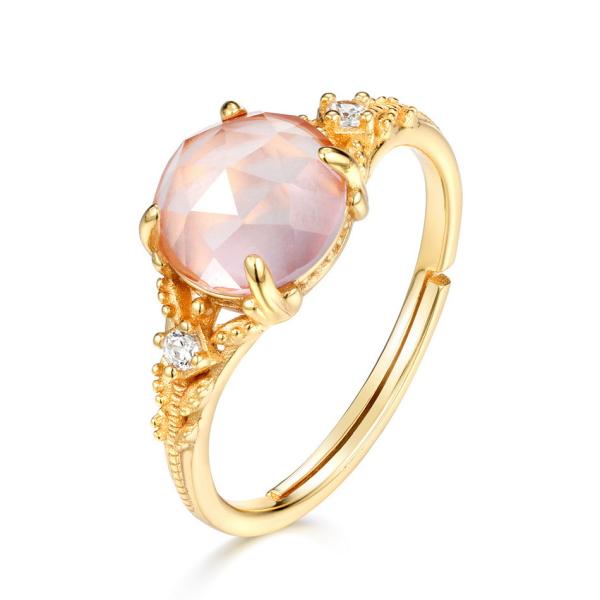 Pink Stone Solitaire Gold Ring