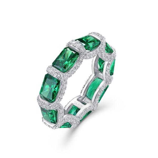 Emerald Eternity Band in Silver