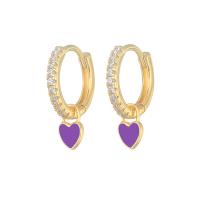 Gold Huggie Hoop Earrings with Heart Charms