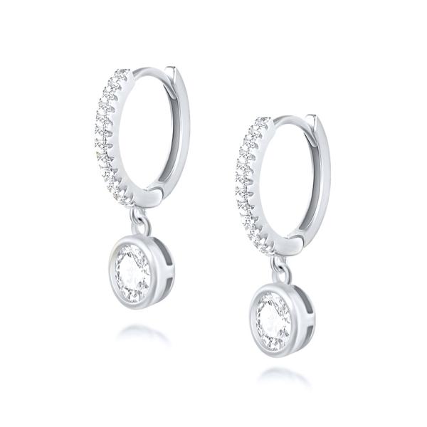 925 Silver Cubic Zirconia Huggie Earrings