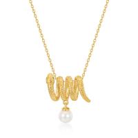 Gold-Plated Snake Pearl Pendant Necklace