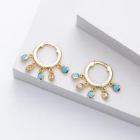 Gold Turquoise Hoop Earrings