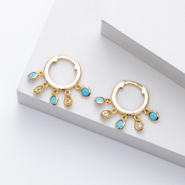 Gold Turquoise Hoop Earrings