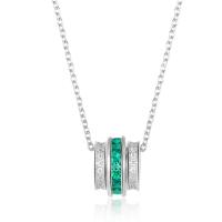 Emerald Channel Silver Pendant Necklace
