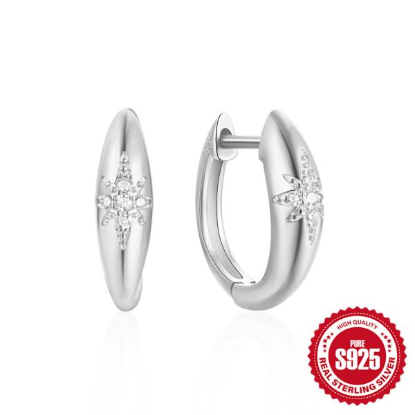 Sterling Silver Celestial Huggie Earrings