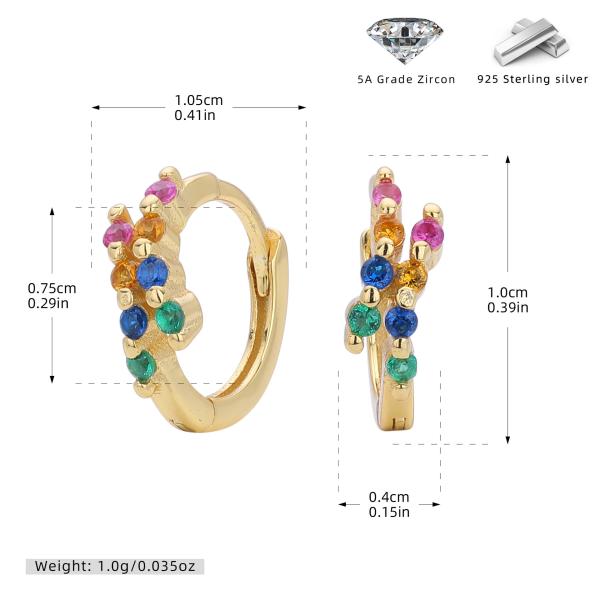 Multicolor Zircon Gold Huggie Earrings