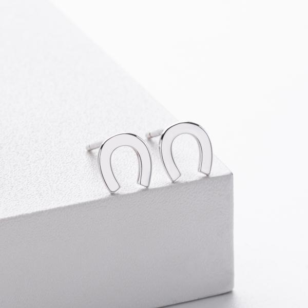 Silver Horseshoe Stud Earrings