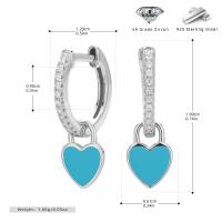 Silver Heart Charm Huggie Earrings