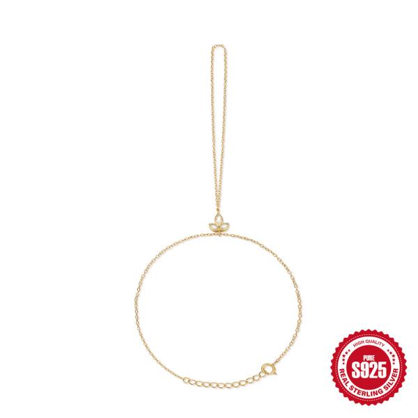 925 Silver Gold-Tone Floral Charm Bracelet