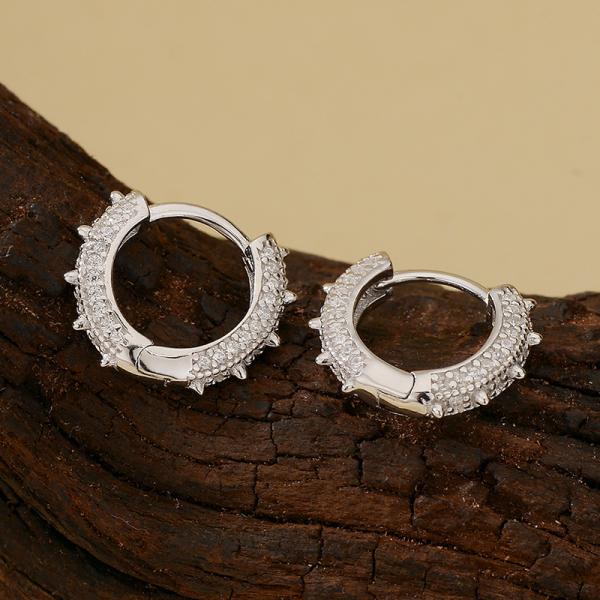Silver Pavé Huggie Earrings