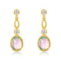 Gold Opal Dangle Earrings