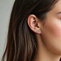 Silver-Tone Heart Stud Earrings