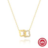 925 Silver Gold-Plated Geometric Pavé Pendant Necklace