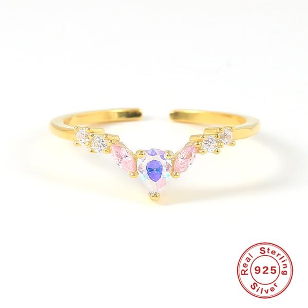 Gold-Finished Cubic Zirconia Open Band Ring