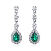 Sterling Silver Pear Halo Dangle Earrings