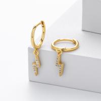 Gold Lightning Charm Huggie Earrings