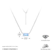 Silver Bezel Blue Zircon Pendant Necklace