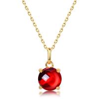 Gold-Plated Red Stone Pendant Necklace