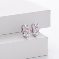 Silver Heart Cubic Zirconia Huggie Earrings
