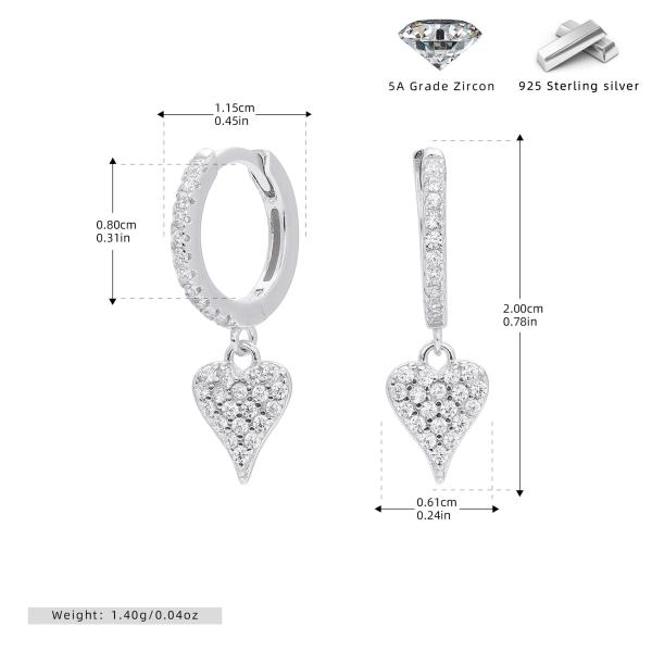 Silver Heart Charm Huggie Earrings