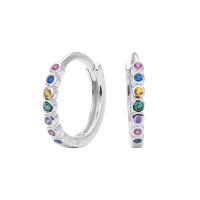 Silver Multicolor Stone Hoop Earrings