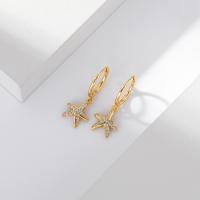 Gold Starfish Charm Huggie Earrings