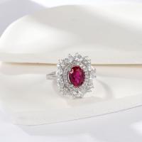 Ruby Halo Statement Ring in Silver
