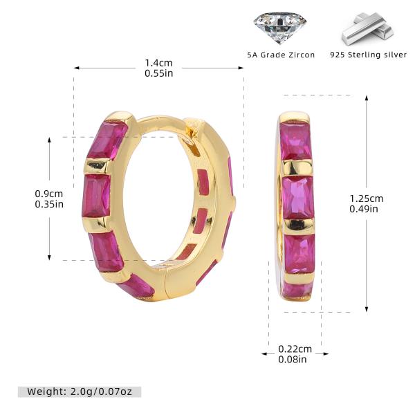 Gold Pink Zircon Huggie Earrings