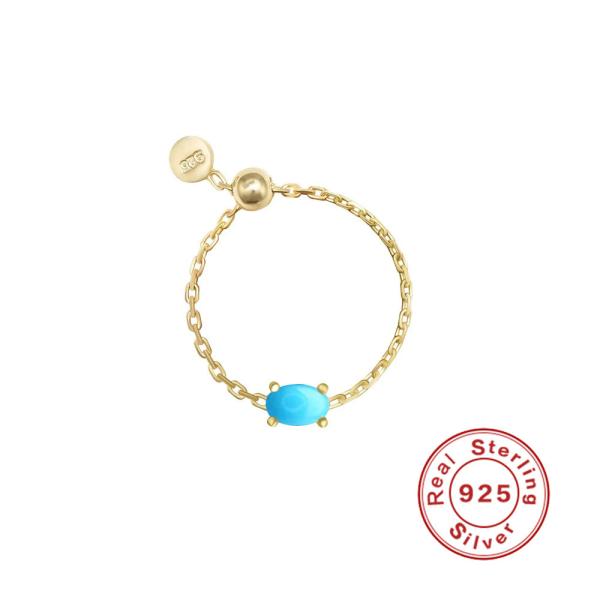 Gold-Plated Turquoise Chain Ring
