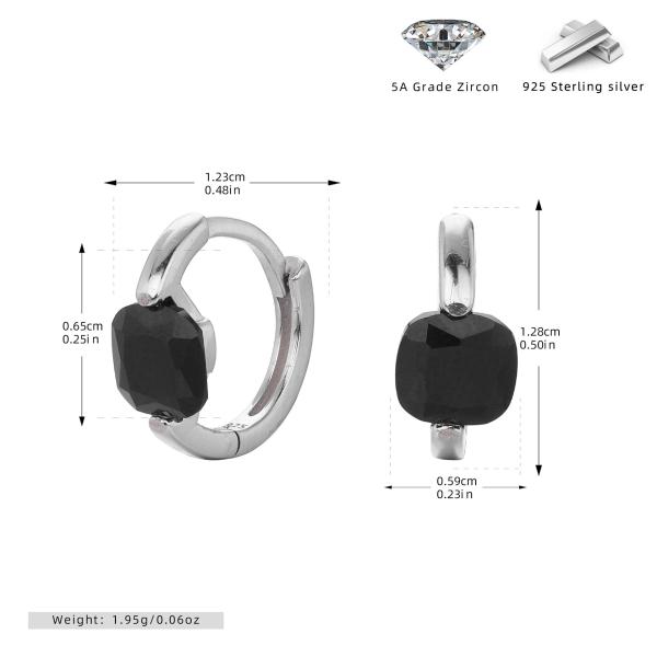 Silver Onyx Prong Huggie Earrings